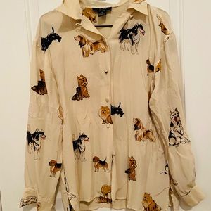 Silk vintage Dog Print blouse 🐶